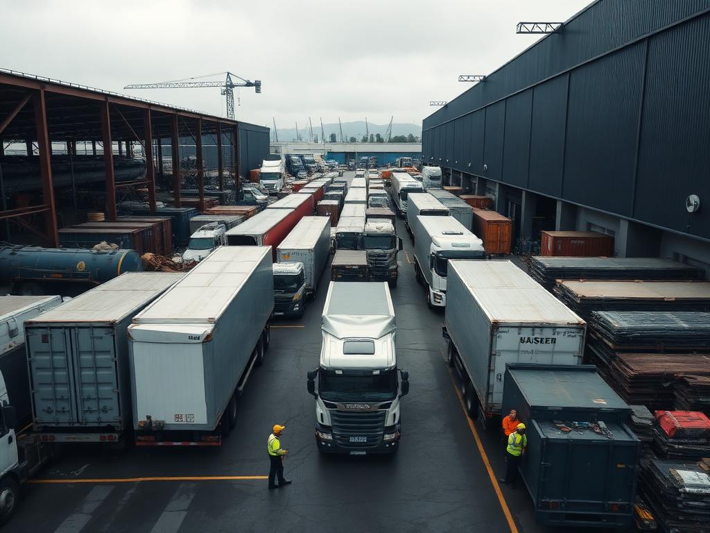 RT1 Services LLC operations yard with trucks and containers
